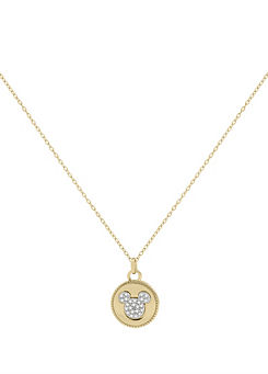 Disney 100 Mickey Mouse Silver 18ct Yellow Gold Plated Double-sided Pendant with Cubic Zirconia Stones