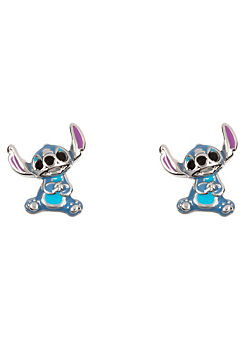 Disney Lilo & Stitch Sterling Silver Blue Enamel Stitch Stud Earrings