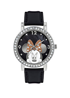 Disney Minnie Mouse Black PU Strap Watch