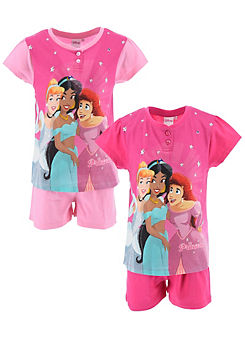 Disney Princess Pack of 2 Button T-Shirt Pyjama Sets