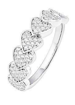 Emily & Ophelia Sterling Silver Cubic Zirconia Heart Ring