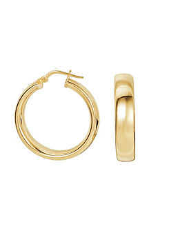 Emily & Ophelia Sterling Silver Gold Plated Chunky Hoop Creole Earrings - 26 mm
