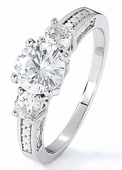 Emily & Ophelia Sterling Silver White Cubic Zirconia Trilogy Dress Ring