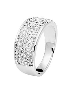 Evoke Sterling Silver Rhodium Plated Crystal 8mm Band Ring