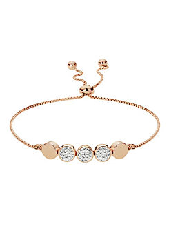 Evoke Sterling Silver Rose Gold Plated Crystal Adjustable Friendship Bracelet