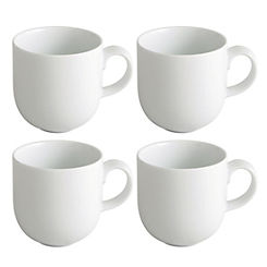 Fairmont & Main Premium White Porcelain Set of 4 Coupe Mugs