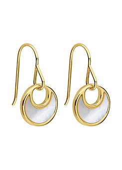 Fiorelli Crescent Mother Of Pearl Drop Earrings with Yellow Gold Plating