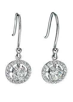 Fiorelli Sterling Silver Round Drop Earrings With Pave Cubic Zirconia