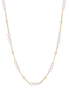 For You Collection 18ct Gold Plated Sterling Silver Multi Pearl & Cubic Zirconia Bezel Necklace
