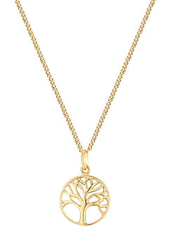 For You Collection 18ct Gold Plated Sterling Silver Tree of Life Pendant Adjustable Necklace