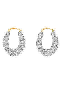 For You Collection 9ct Solid Gold Small Crystal Creole Hoop Earrings