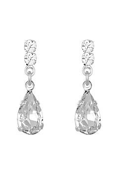 For You Collection 9ct Solid White Gold Cubic Zirconia Teardrop Earrings