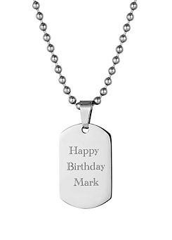For You Collection Gent’s Personalised Dog Tag Adjustable Pendant Necklace