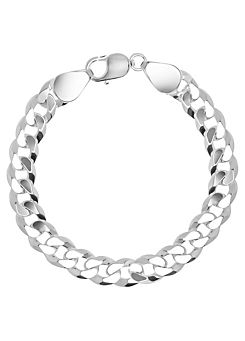 For You Collection Gent’s Sterling Silver Gunmetal Approx. 0.75 oz Flat Curb Bracelet