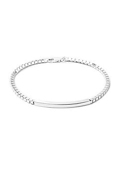 For You Collection Sterling Silver Box Chain ID Bracelet