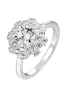 For You Collection Sterling Silver CZ Cluster Ring
