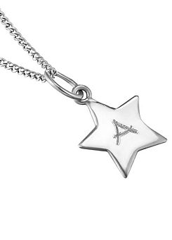 For You Collection Sterling Silver Personalised Adjustable Engravable Initial Star Necklace