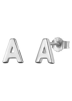 For You Collection Sterling Silver Personalised Initial Letter Stud Earrings