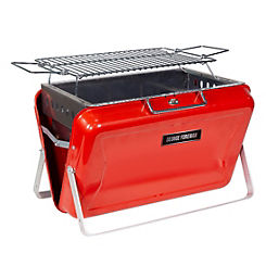 George Foreman Portable Red Briefcase Charcoal BBQ