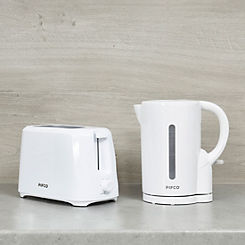 Haden Pack of 2 Pifco Essentials White 1.7Lt Kettle & 2 Slice Toaster