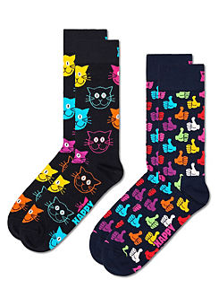 Happy Socks Pack of 2 Classic Cat Socks