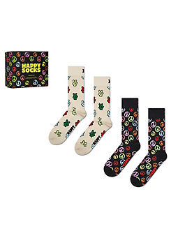 Happy Socks Womens 2 Pack Peace Socks Gift Set