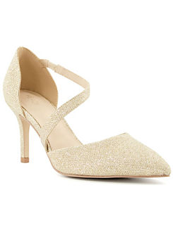 Head Over Heels By Dune Asya Gold Shimmer Asymmetric Court Shoes