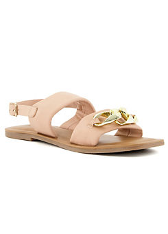 Head Over Heels By Dune Linden Blush Chain Detail Leather Sandals