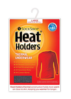 Heat Holders Men’s 1 Pack Long Sleeve Vests - Charcoal