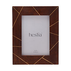 Hestia Dark Stained Wood with Brass Inlay Photo Frame 5x7 Inch