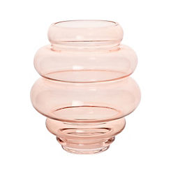 Hestia Handmade Pink Coloured Glass Round Tapered Vase