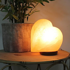 Hestia Heart Shaped Rock Salt Lamp with Wooden Base