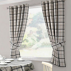 Home Curtains Hudson Check Eyelet Lined Kitchen Curtains