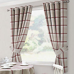 Home Curtains Hudson Check Eyelet Lined Kitchen Curtains