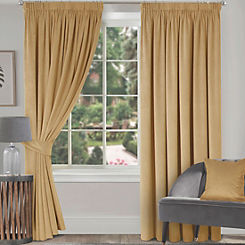 Home Curtains Montreal Pair of Velour Lined Pencil Pleat Curtains