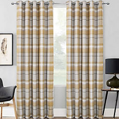 Home Curtains Warrington Check Pair of Thermal Blackout Eyelet Curtains