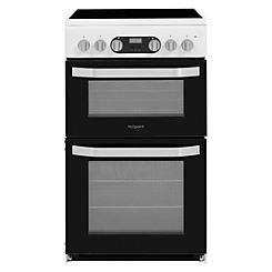 Hotpoint 50cm Double Oven Electric Cooker HD5V93CCW - White