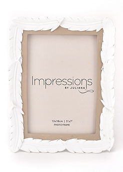 Impressions White Resin Feather Photo Frame 5x7in