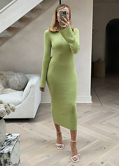 In The Style x Green Long Sleeve Knitted Maxi Dress