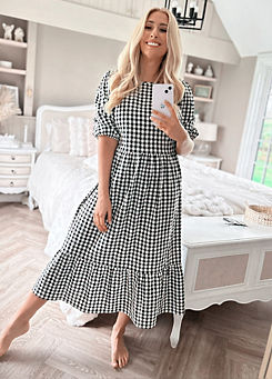 In The Style x Stacey Solomon Monochrome Gingham Midi Dress