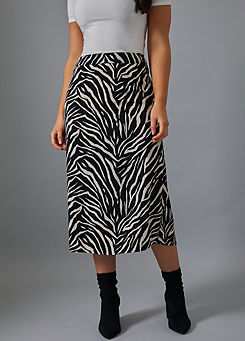 In The Style x Zebra Print Satin Midi Skirt