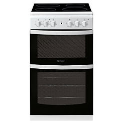 Indesit 50cm Twin Cavity Electric Cooker ID5V92KMW/UK - White - A Rated
