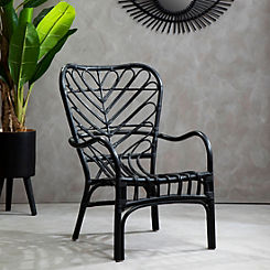 Indoor/Outdoor Java Rattan Wood Armchair - Black