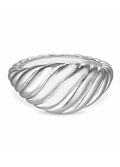 Inicio Recycled Sterling Silver Plated Textured Polished Ring - Gift Pouch