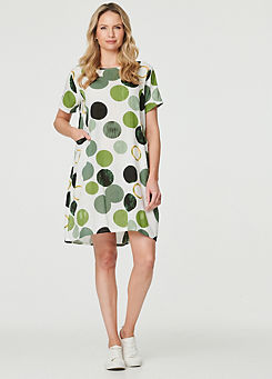 Izabel London Emerald Polka Dot Relaxed Tunic Dress
