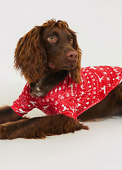 Jac Jossa Red Reindeer Fairisle Jersey Dog Coat
