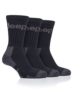 Jeep Mens 3 Pack Black/Grey Luxury Terrani Boot Socks