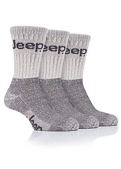 Jeep Mens 3 Pack Ecru/Grey Luxury Terrani Boot Socks