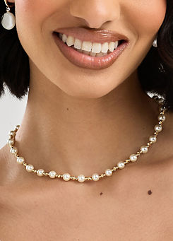 Jon Richard Cream & Gold Bead Toggle Pearl 26 Inch Necklace