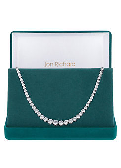 Jon Richard Silver Plated Cubic Zirconia Graduated Tennis Necklace - Gift Boxed